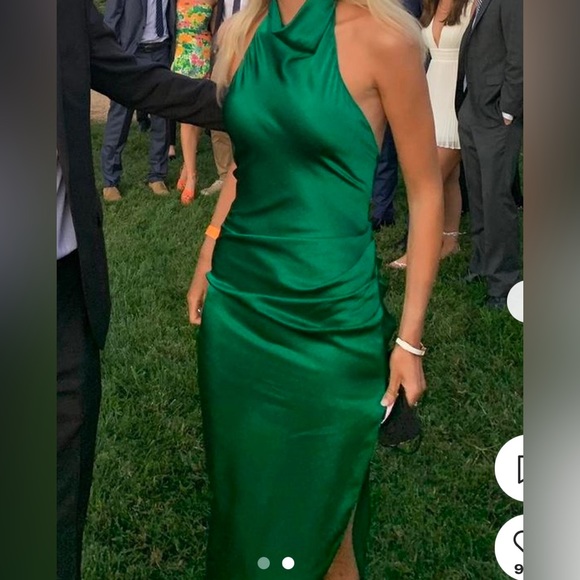 Silk Amanda dress new Amanda Uprichard Samba Gown in Dark Green - Picture 4 of 7